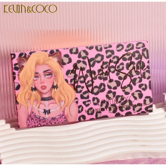 paleta de farduri kevin coco 18 nuante imprimeu leopard print roz oglinda interioara dreptunghiulara 6523fafe42b8b