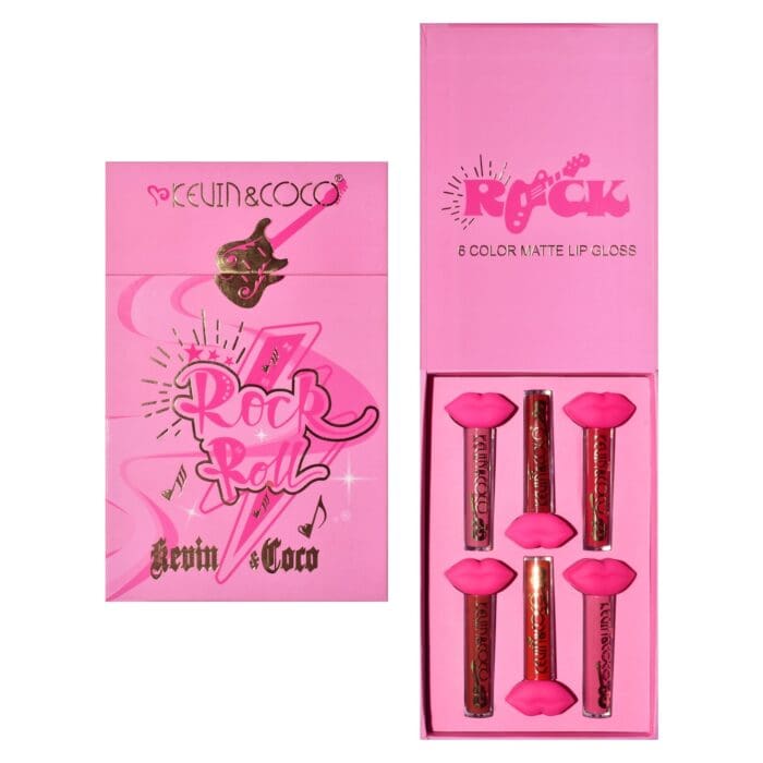 set de buze kevin coco punk rock 6 lip gloss uri 19 3 x 12 cm roz maro 6603ec3dba189