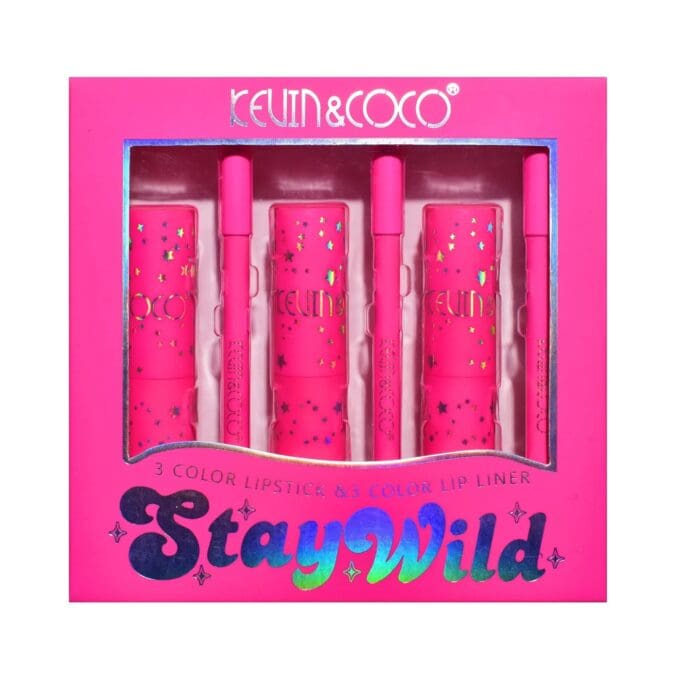 set de buze kevin coco stay wild 3 lip stick uri si 3 creioane de buze 16 1 x 16 x 2 6 cm nuante cal 6603ea0db8ba4